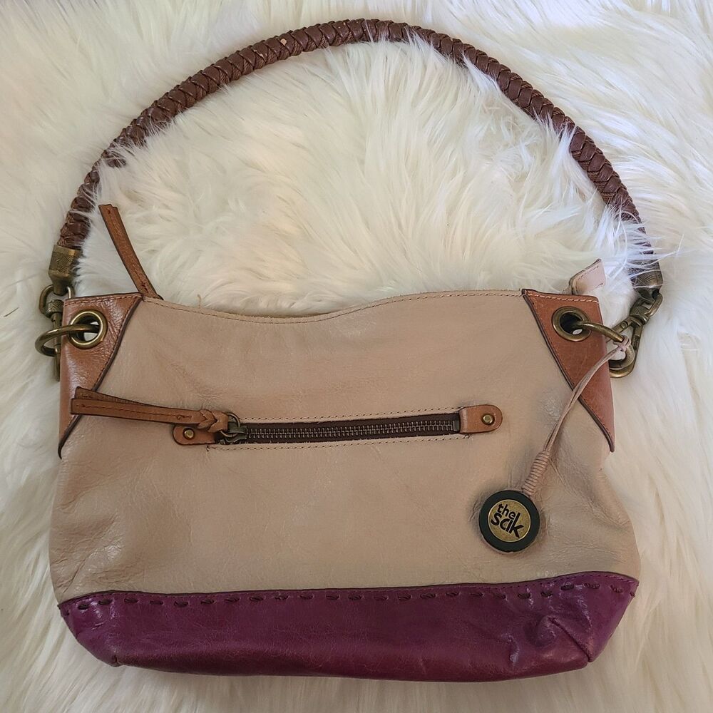 The Sak Brown Leather Shoulder Bag Purse Neutral Boho Bohemian Braided Straps